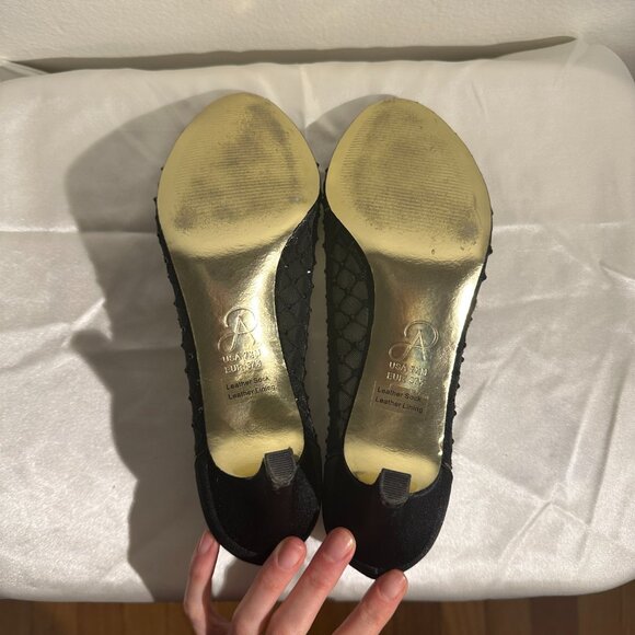 Adrianna Papell Black Mesh Peep-Toe Heels – Size 7 1/2 - Picture 5 of 6